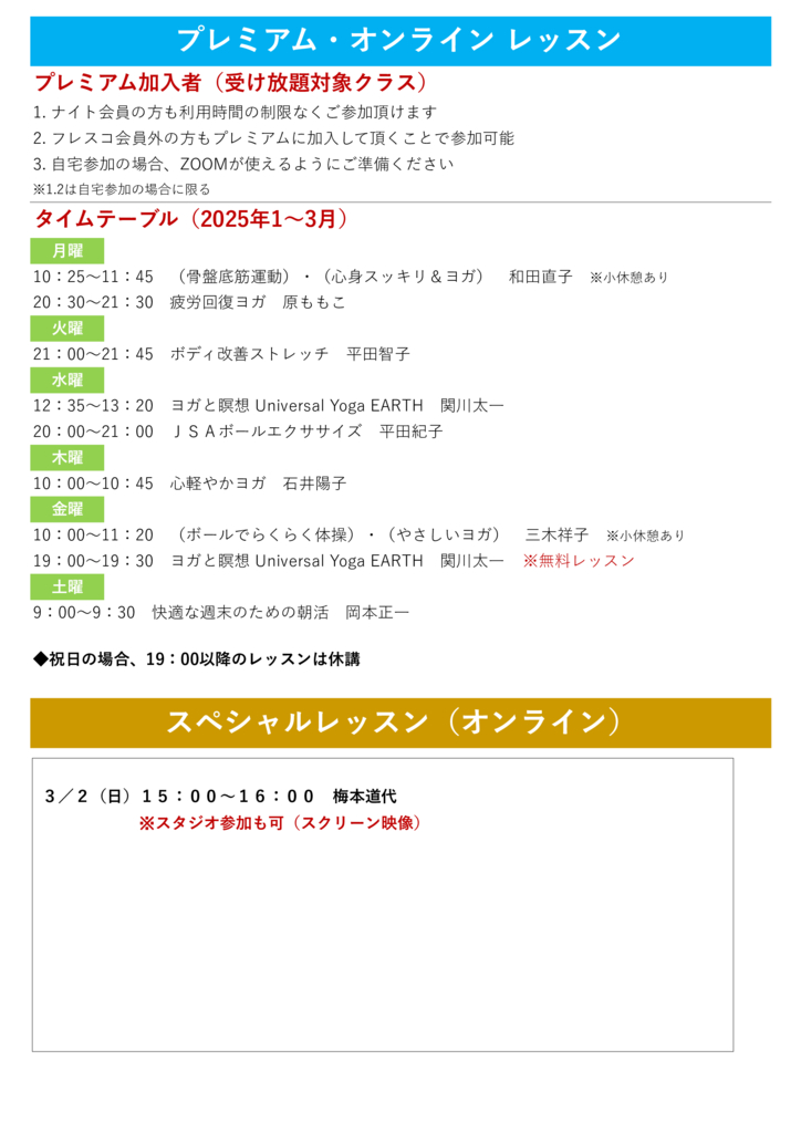 プレミアム・オンライン レッスン2025年1月～3月 データ